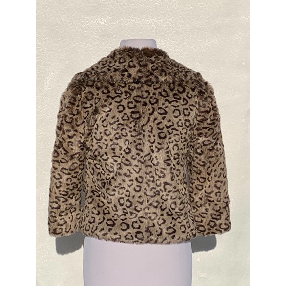 Faux Fur Plush Leopard Coat Fall Winter Retro 50s 60s Rockabilly Punk Glam Goth - Picture 3 of 10